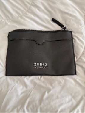 GUESS Los Angeles Black Saffiano Zip Pouch